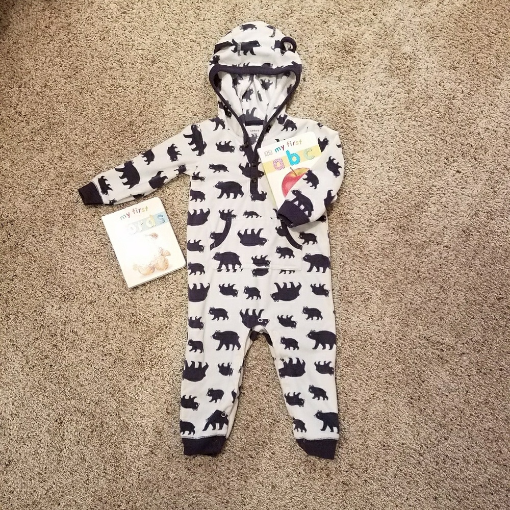 Carters 18mo Fleece Bear Romper with Snaps